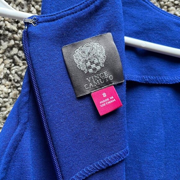 Blue Scalloped Edge Sleeveless Dress, Blue Bridesmaid Dress, Monochrome Dress - Picture 6 of 8